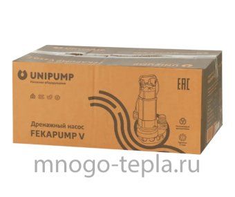Насос дренажный фекальный UNIPUMP FEKAPUMP V2200F, 2200 Вт, размер фракций до 20 мм, напор до 17 м, с поплавком - №1