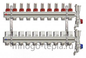 Коллекторная группа Tim (KC010) 1" ВР, 10 отводов 3/4", расходомер, воздухоотводчик, сливной кран - №1